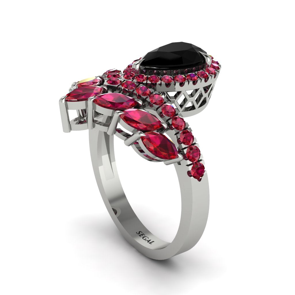 Black Diamond Crown Radiance Engagement Ring - Aviana No. 54