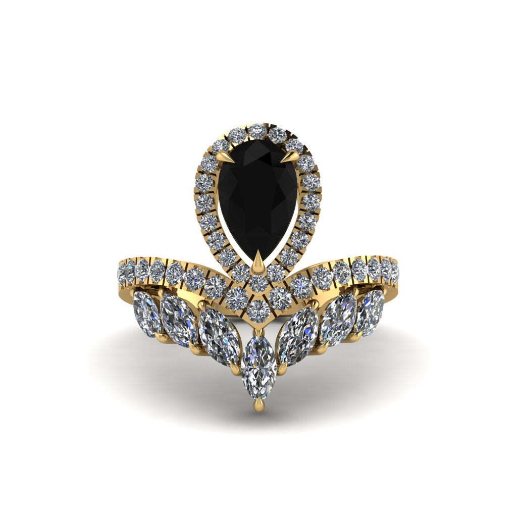 Black Diamond Crown Radiance Engagement Ring - Aviana No. 7