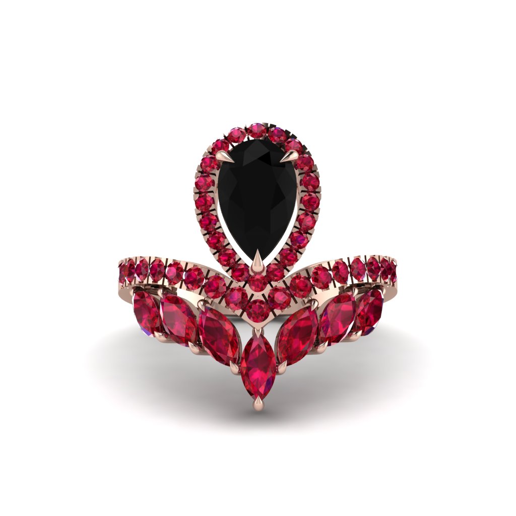 Black Diamond Crown Radiance Engagement Ring - Aviana No. 53