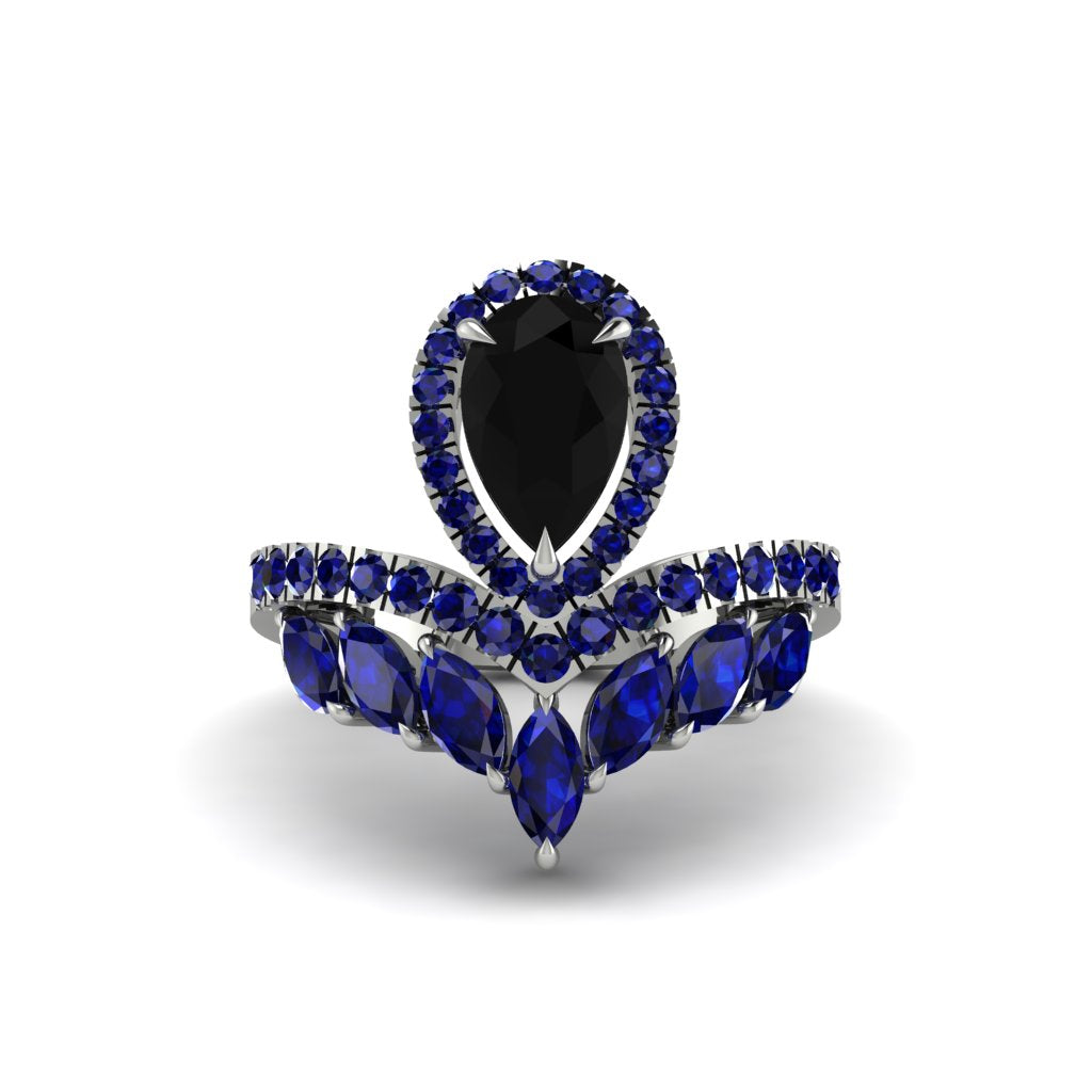 Black Diamond Crown Radiance Engagement Ring - Aviana No. 69