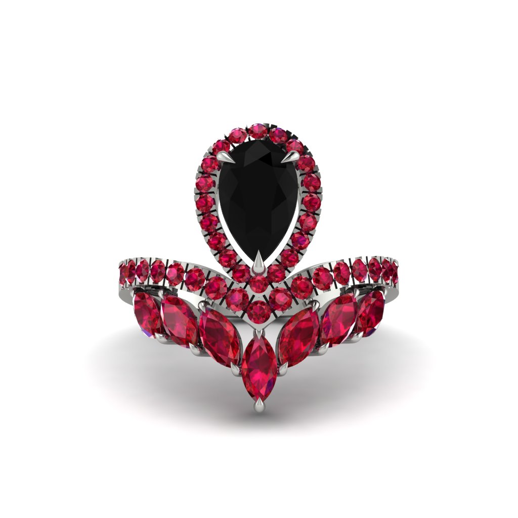 Black Diamond Crown Radiance Engagement Ring - Aviana No. 54