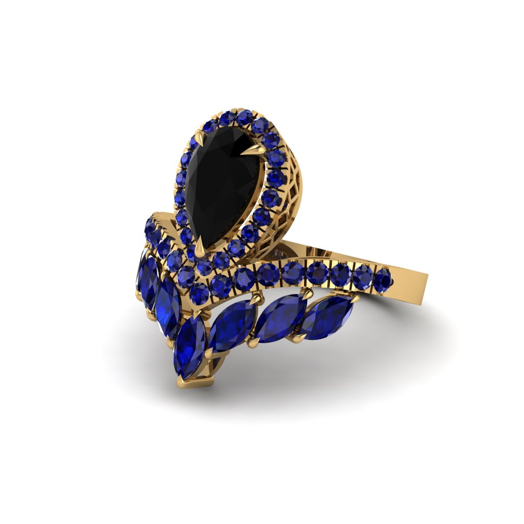Black Diamond Crown Radiance Engagement Ring - Aviana No. 67