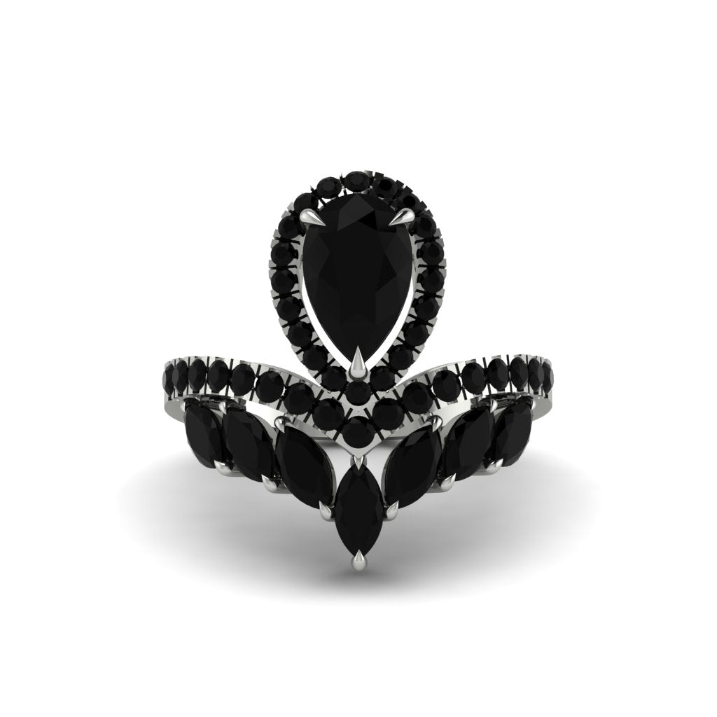 Black Diamond Crown Radiance Engagement Ring - Aviana No. 39