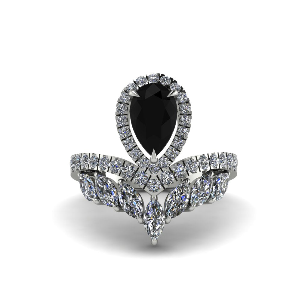 Black Diamond Crown Radiance Engagement Ring - Aviana No. 9