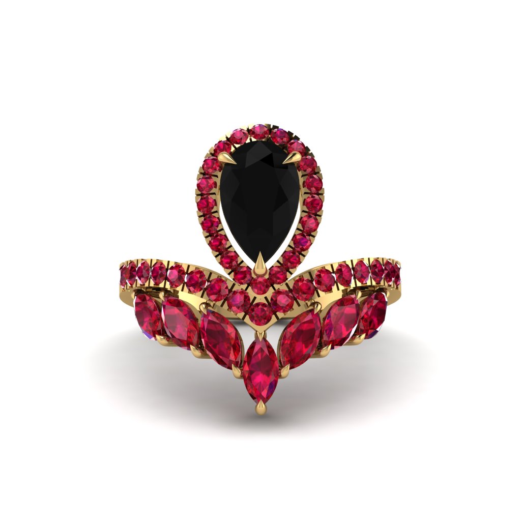 Black Diamond Crown Radiance Engagement Ring - Aviana No. 52