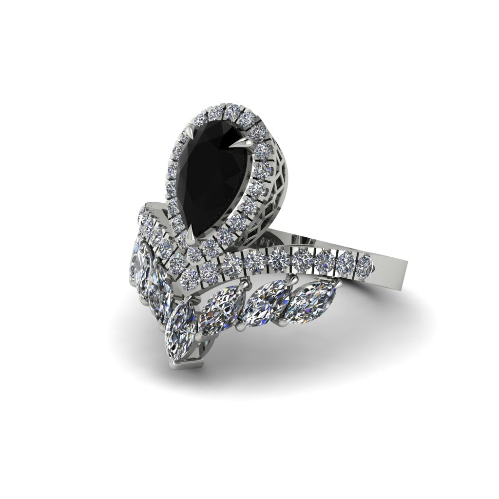 Black Diamond Crown Radiance Engagement Ring - Aviana No. 9