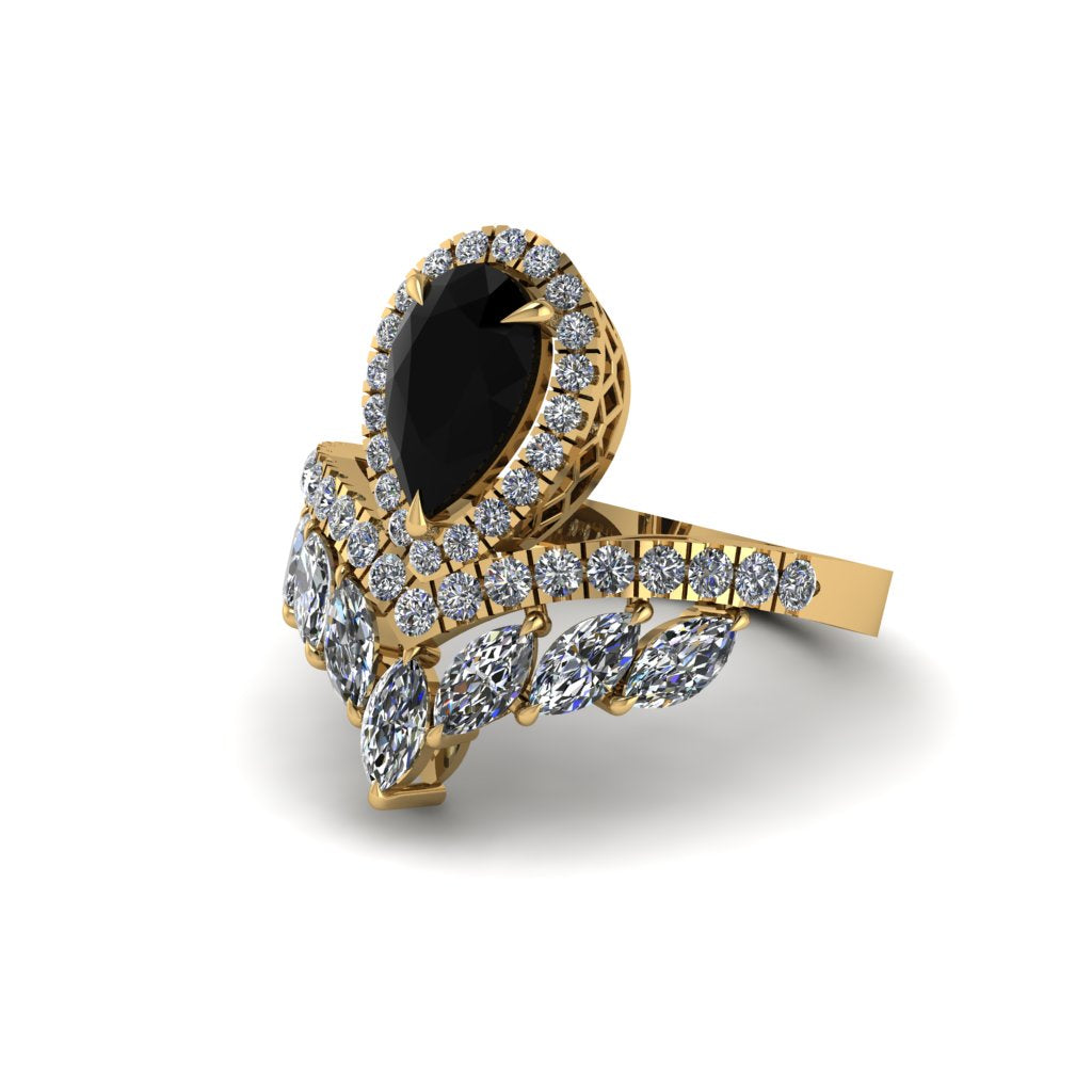 Black Diamond Crown Radiance Engagement Ring - Aviana No. 7