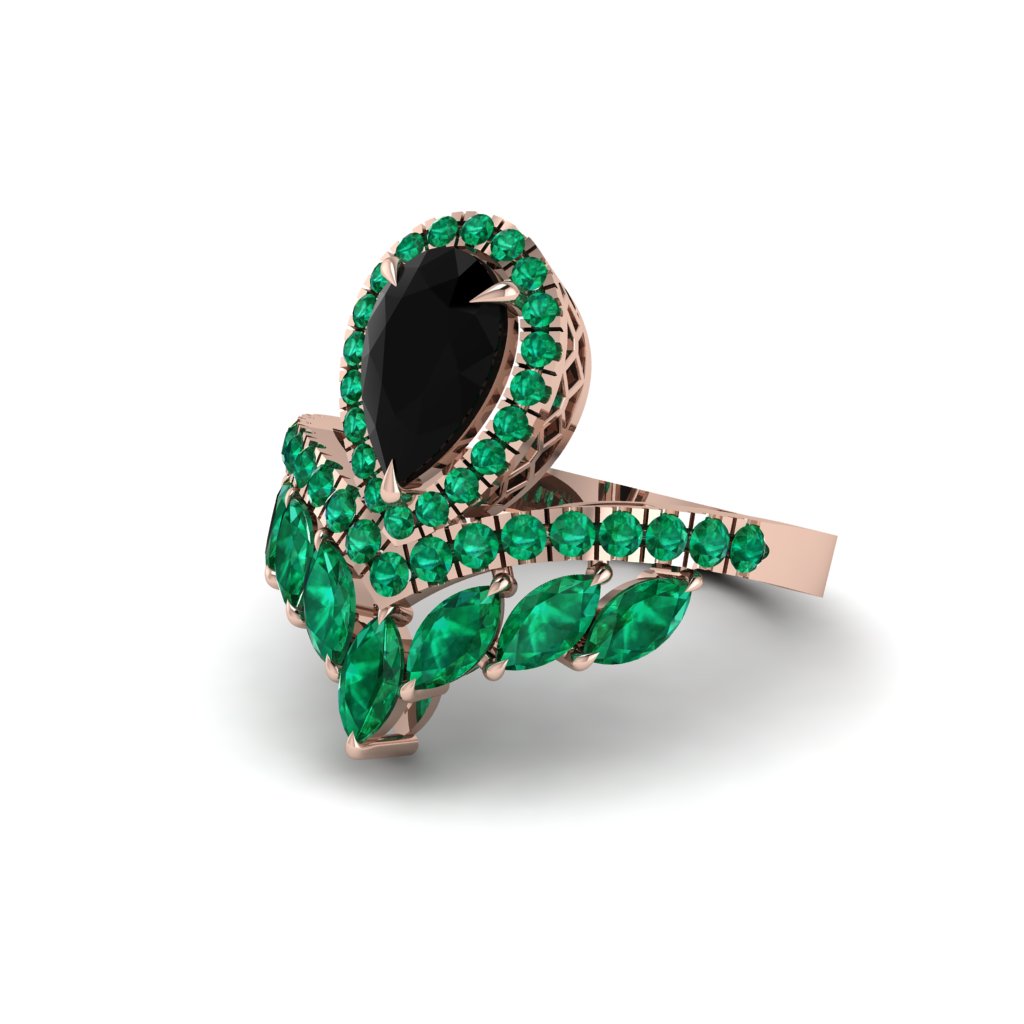 Black Diamond Crown Radiance Engagement Ring - Aviana No. 23