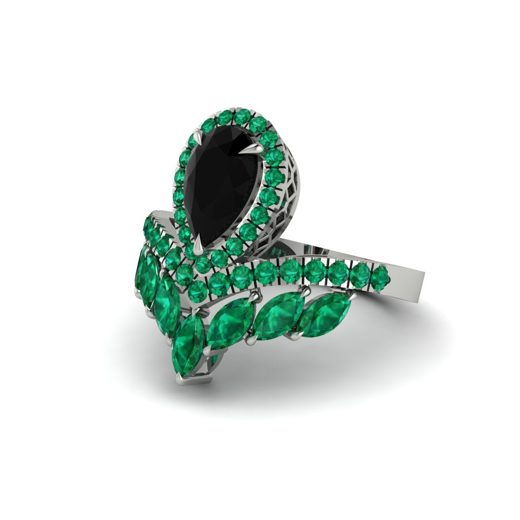 Black Diamond Crown Radiance Engagement Ring - Aviana No. 24