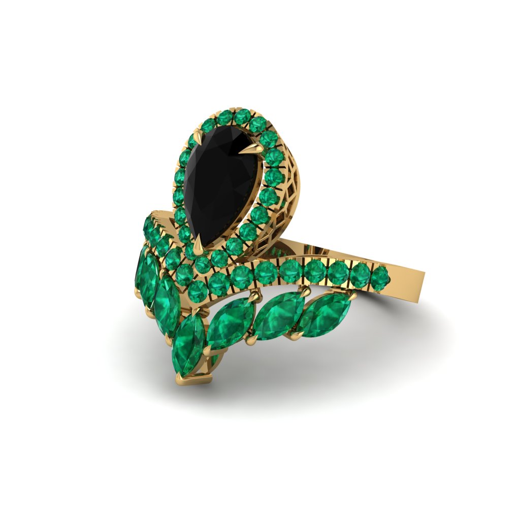 Black Diamond Crown Radiance Engagement Ring - Aviana No. 22