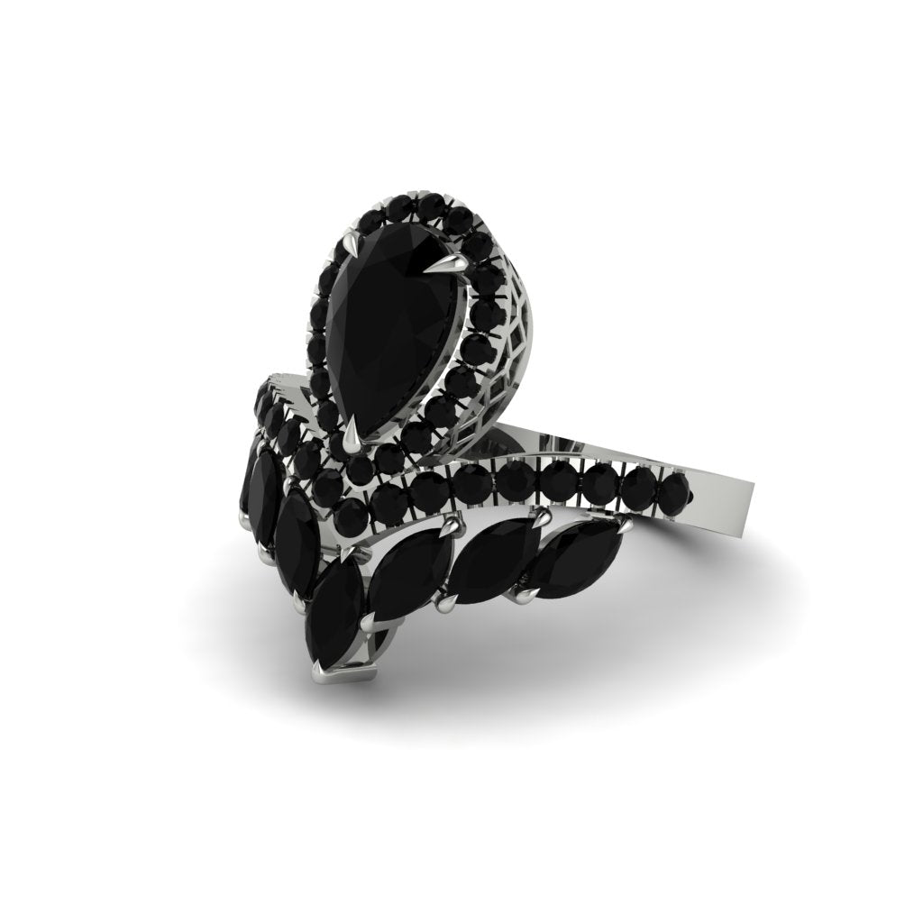 Black Diamond Crown Radiance Engagement Ring - Aviana No. 39