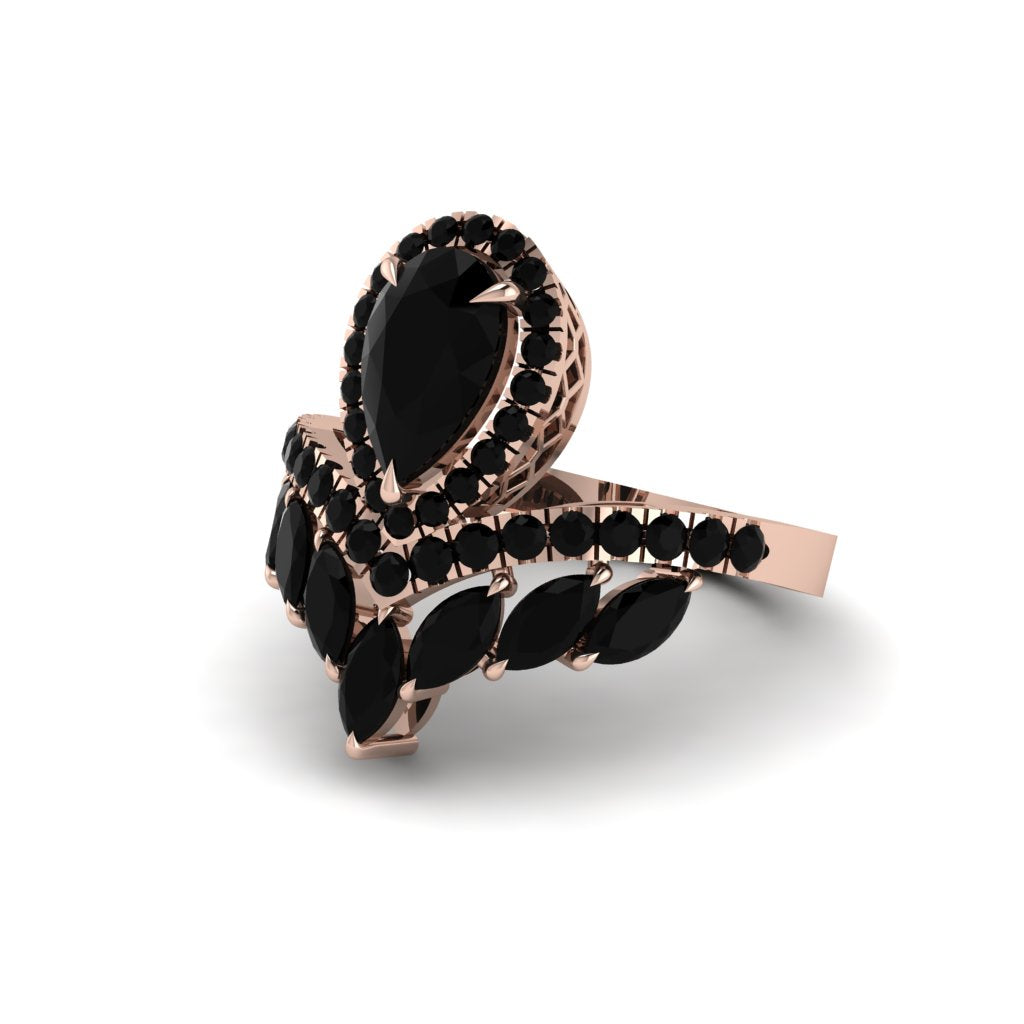 Black Diamond Crown Radiance Engagement Ring - Aviana No. 38