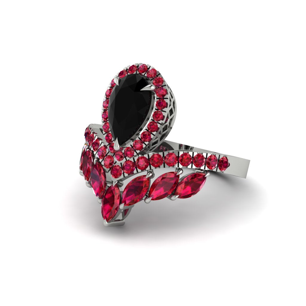 Black Diamond Crown Radiance Engagement Ring - Aviana No. 54