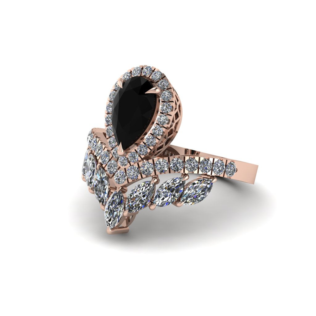 Black Diamond Crown Radiance Engagement Ring - Aviana No. 8