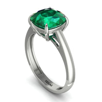 Cushion Cut Emerald Solitaire Engagement Ring - Royalty No. 6 image 1