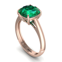 Cushion Cut Emerald Solitaire Engagement Ring - Royalty No. 5 image 1