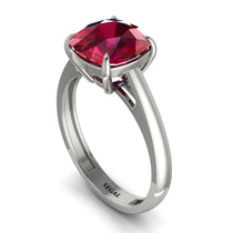 Cushion Cut Ruby Solitaire Engagement Ring - Royalty No. 12 image 1