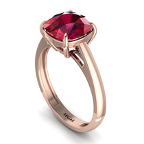 Cushion Cut Ruby Solitaire Engagement Ring - Royalty No. 11 image 1