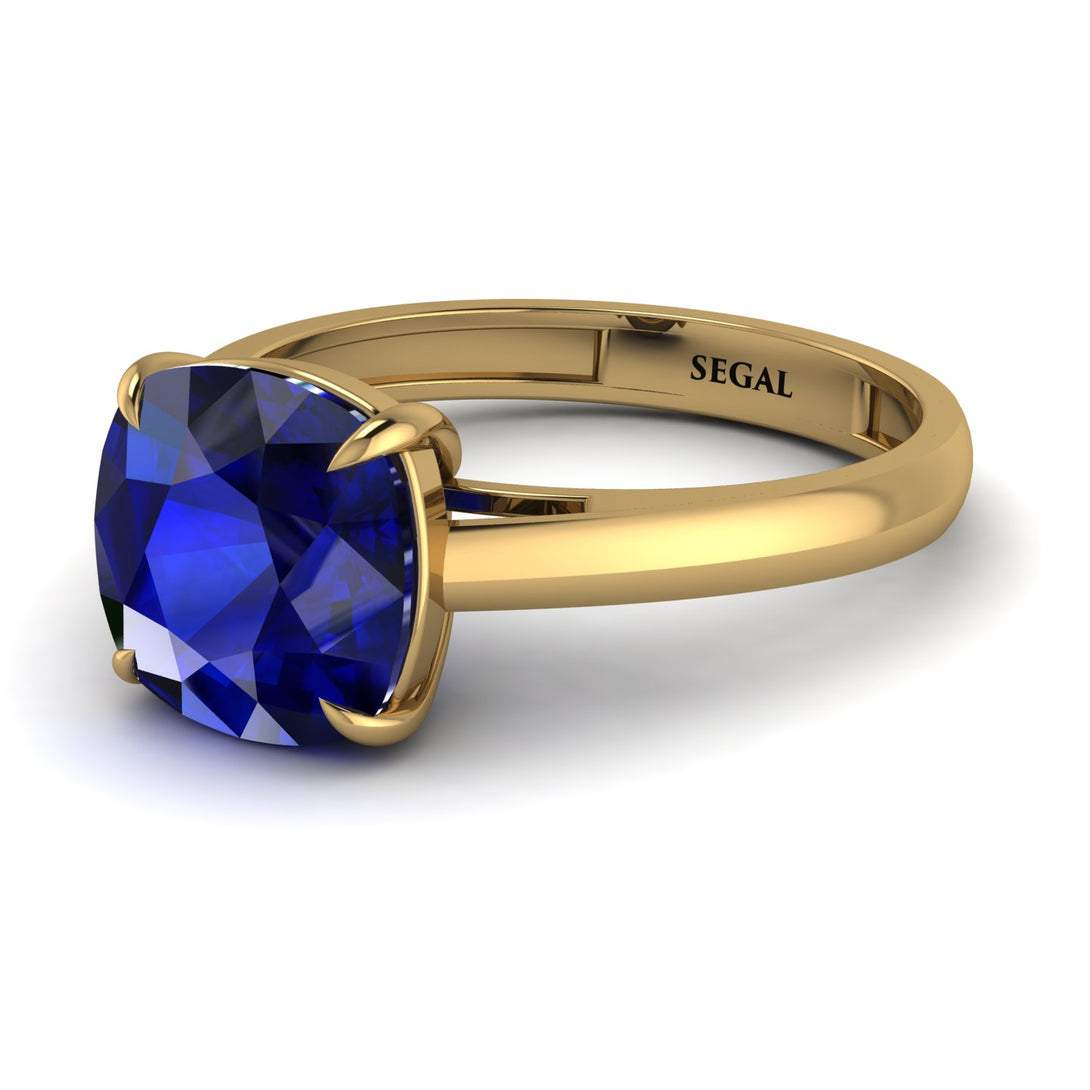 Cushion Cut Sapphire Solitaire Engagement Ring - Royalty No. 13
