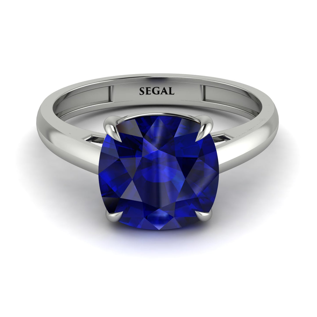 Cushion Cut Sapphire Solitaire Engagement Ring - Royalty No. 15