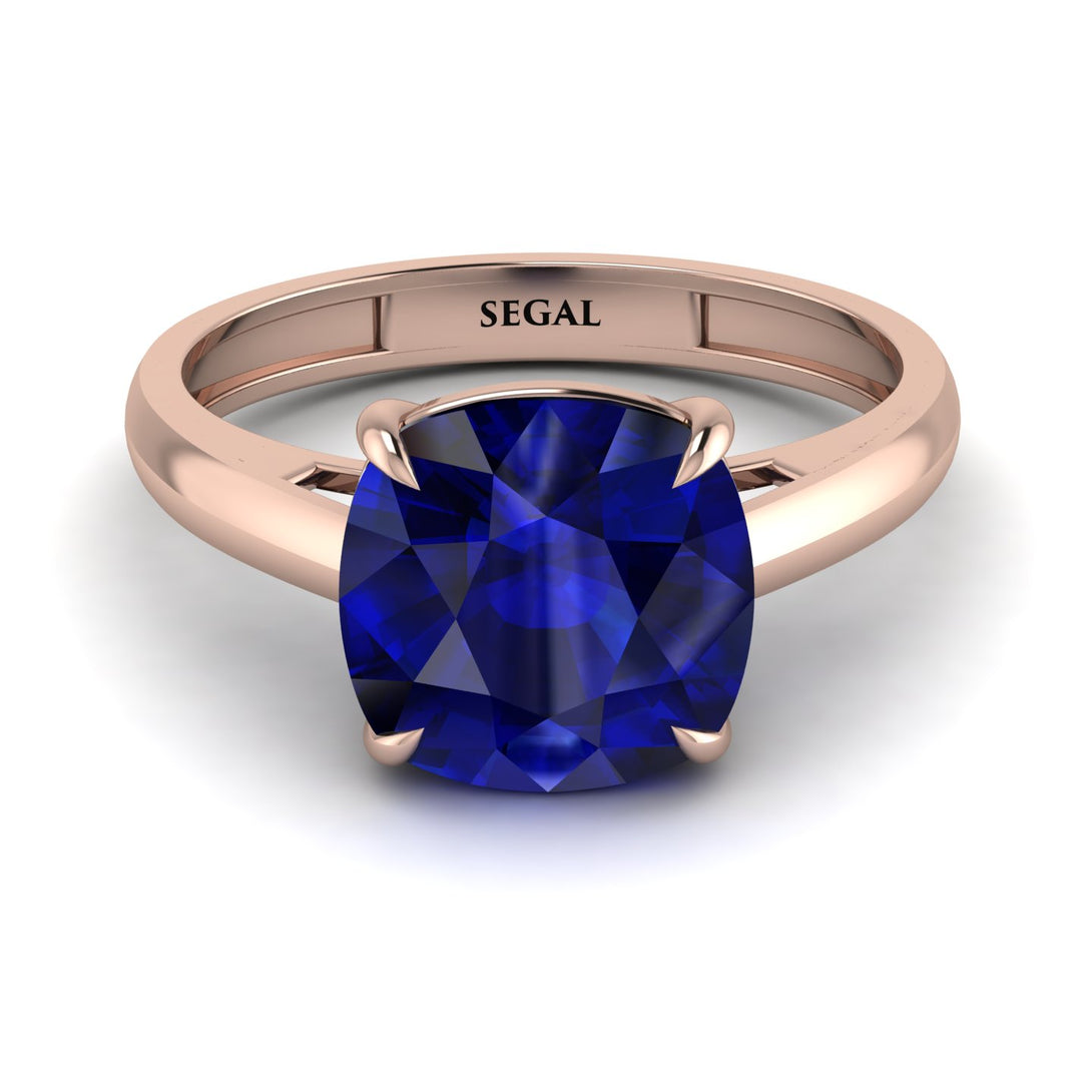 Cushion Cut Sapphire Solitaire Engagement Ring - Royalty No. 14