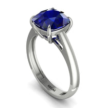 Cushion Cut Sapphire Solitaire Engagement Ring - Royalty No. 15 image 1