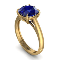 Cushion Cut Sapphire Solitaire Engagement Ring - Royalty No. 13 image 1