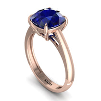 Cushion Cut Sapphire Solitaire Engagement Ring - Royalty No. 14 image 1