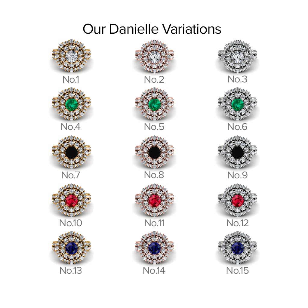 Emerald Double Halo Gold Engagement Ring - Danielle No. 64