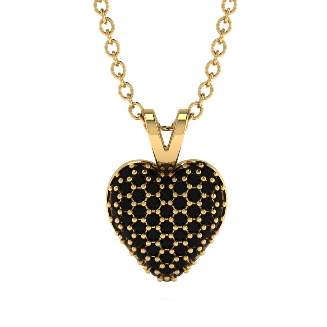 Dazzling Black Diamond Heart Gold Pendant - Kiara No. 7
