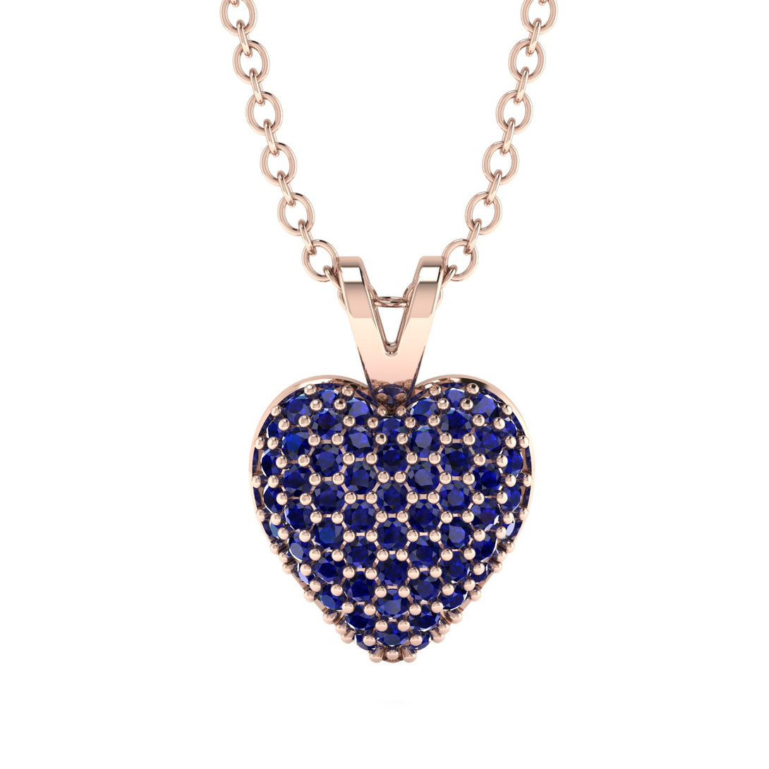 Dazzling Sapphire Heart Gold Pendant - Kiara No. 14