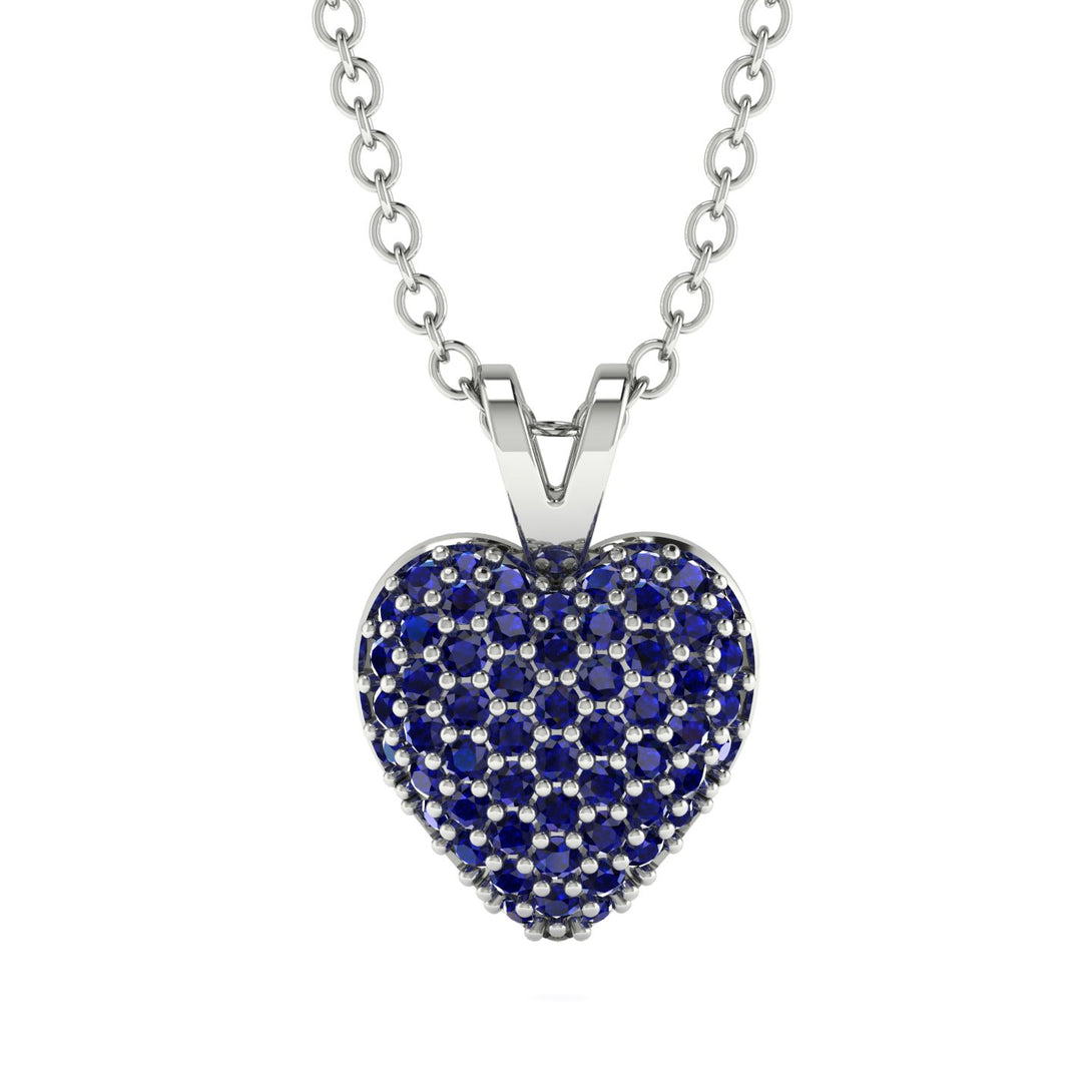 Dazzling Sapphire Heart Gold Pendant - Kiara No. 15