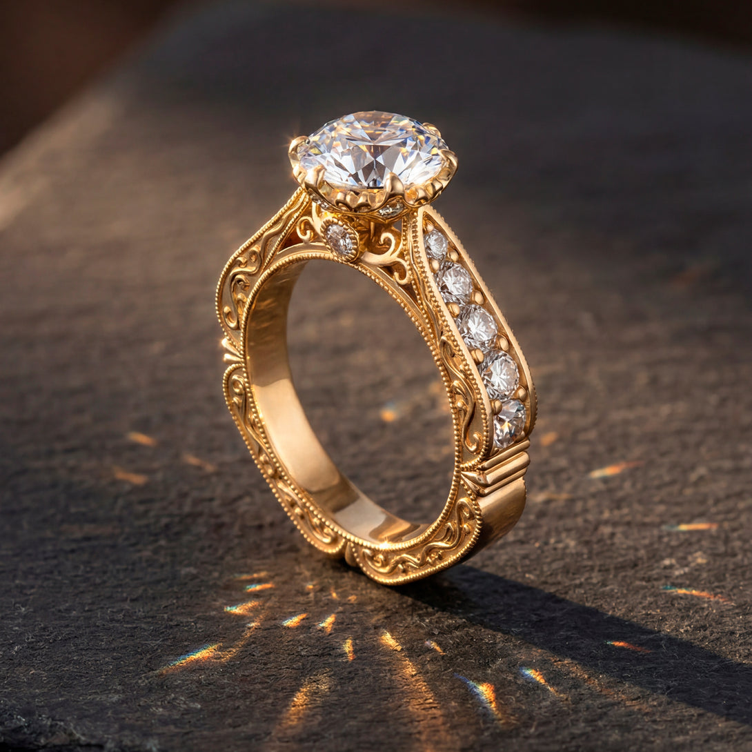 Diamond Victorian Scroll Engagement Ring - Kehlani No. 1