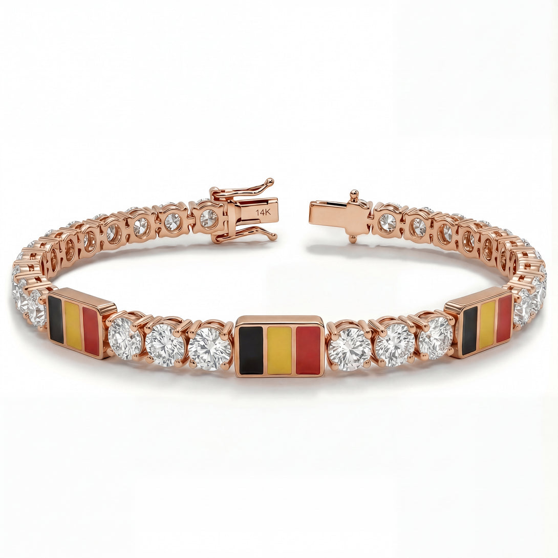 Diamond Tennis Bracelet with Belgium Flag no. 2