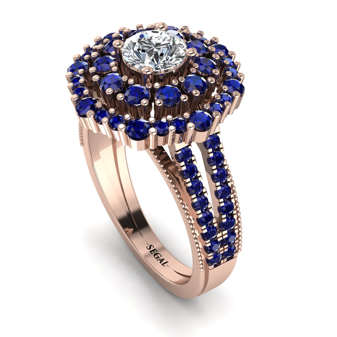 Diamond Double Halo Gold Engagement Ring - Danielle No. 62