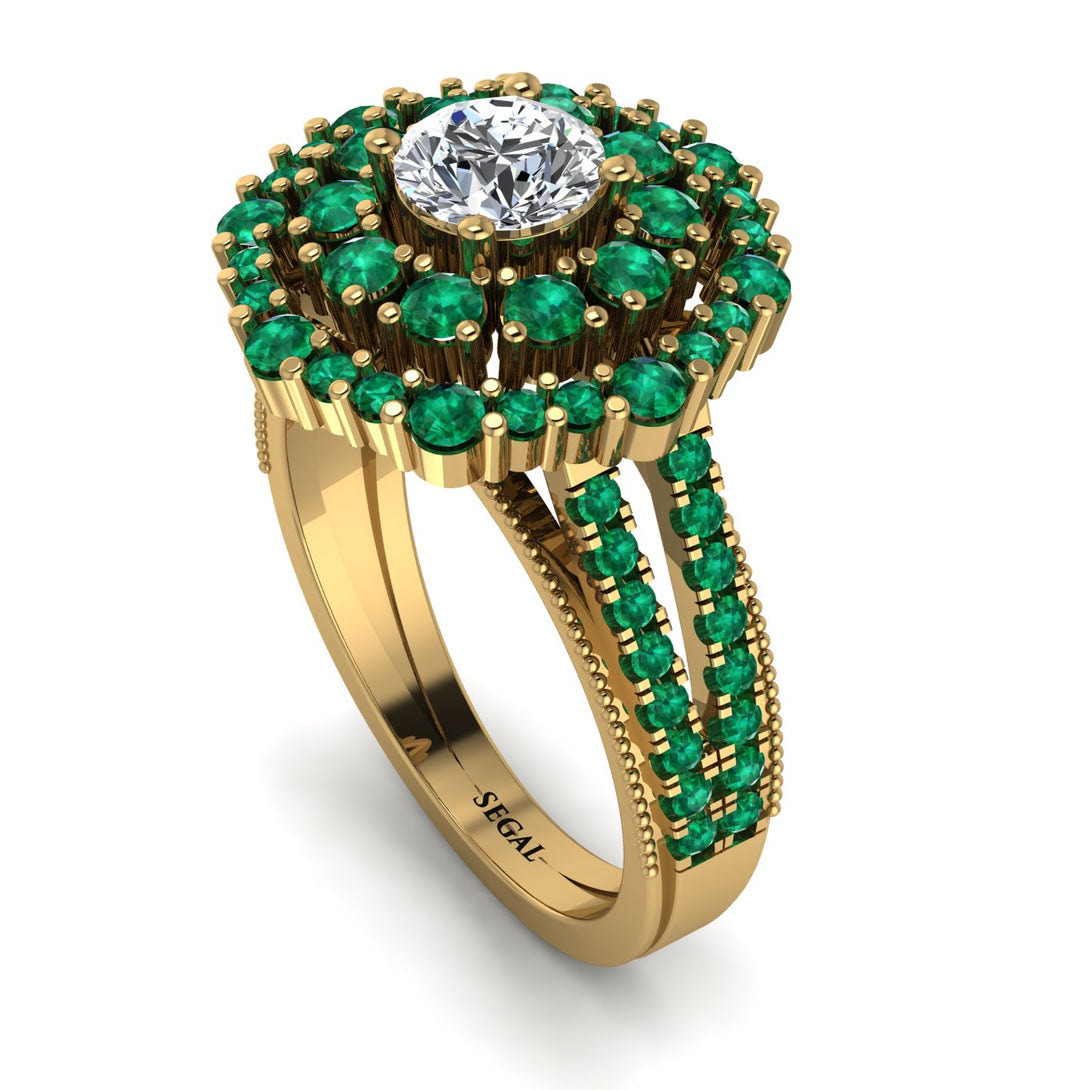 Diamond Double Halo Gold Engagement Ring - Danielle No. 16