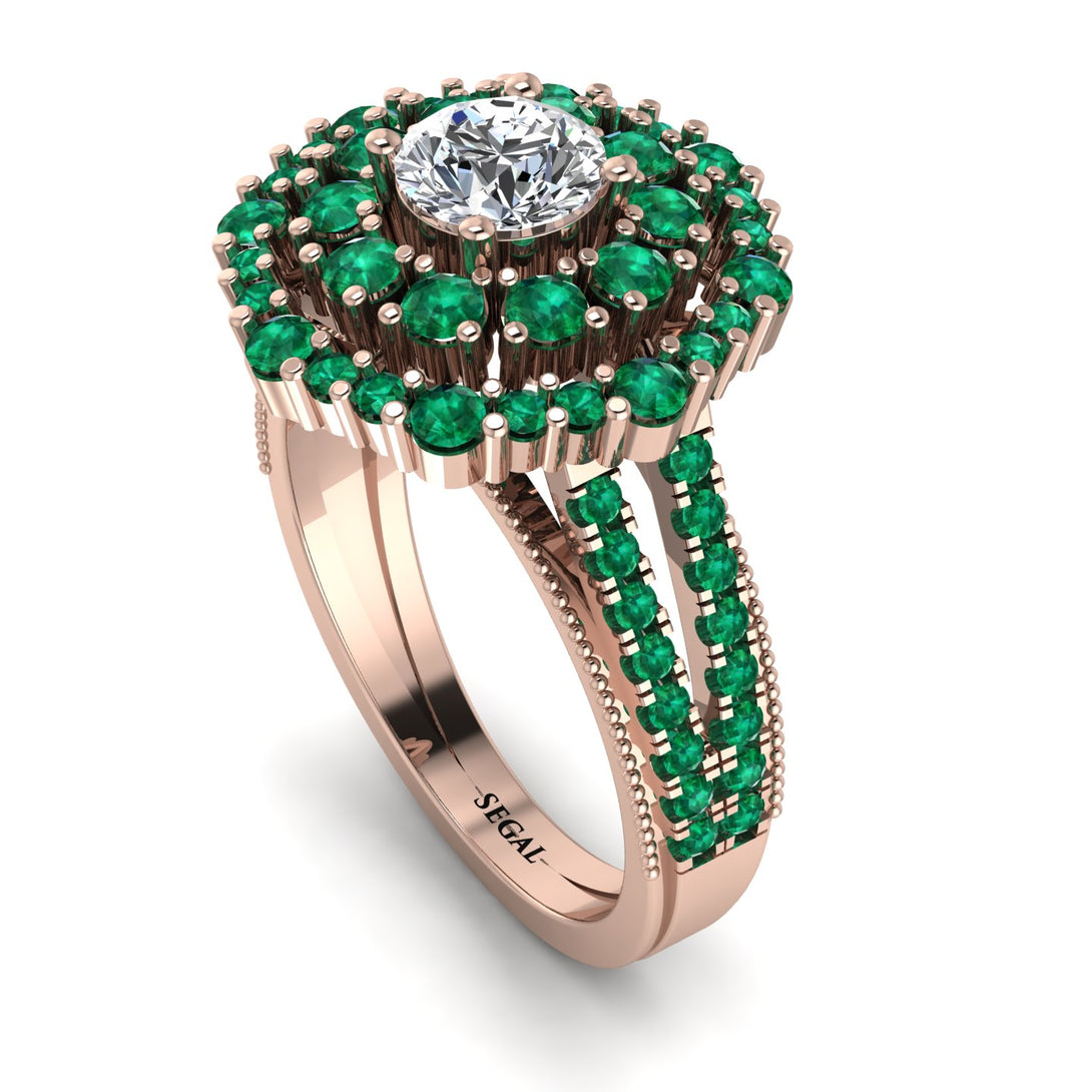 Diamond Double Halo Gold Engagement Ring - Danielle No. 17