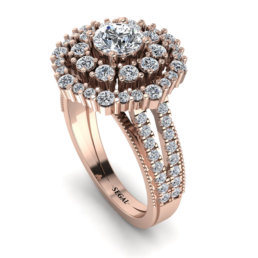 Diamond Double Halo Gold Engagement Ring - Danielle No. 2