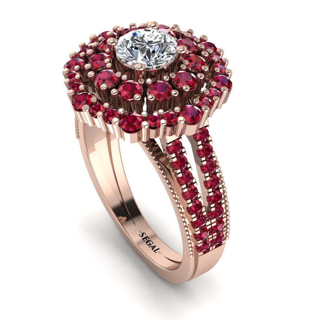 Diamond Double Halo Gold Engagement Ring - Danielle No. 47