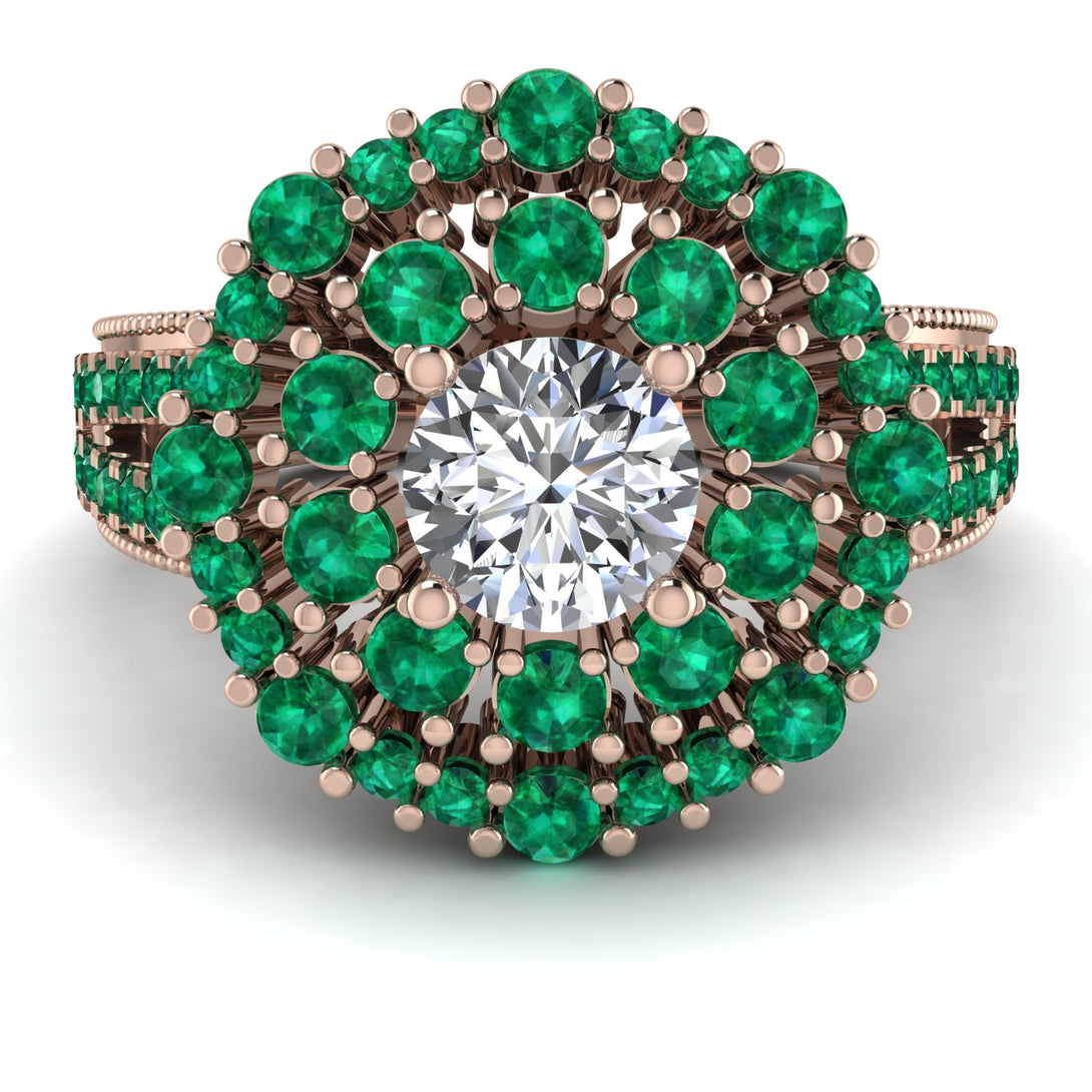 Diamond Double Halo Gold Engagement Ring - Danielle No. 17