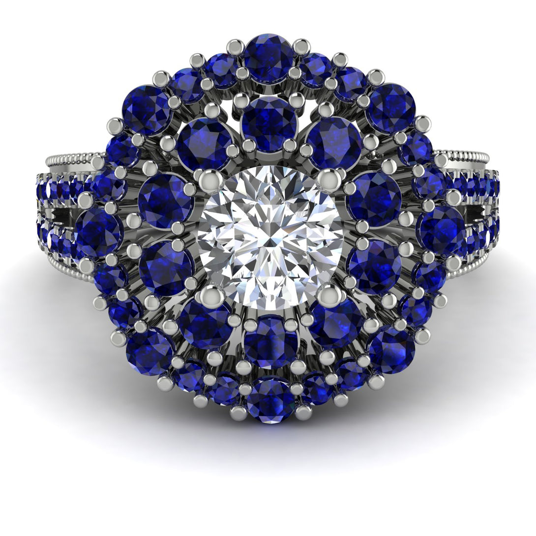 Diamond Double Halo Gold Engagement Ring - Danielle No. 63