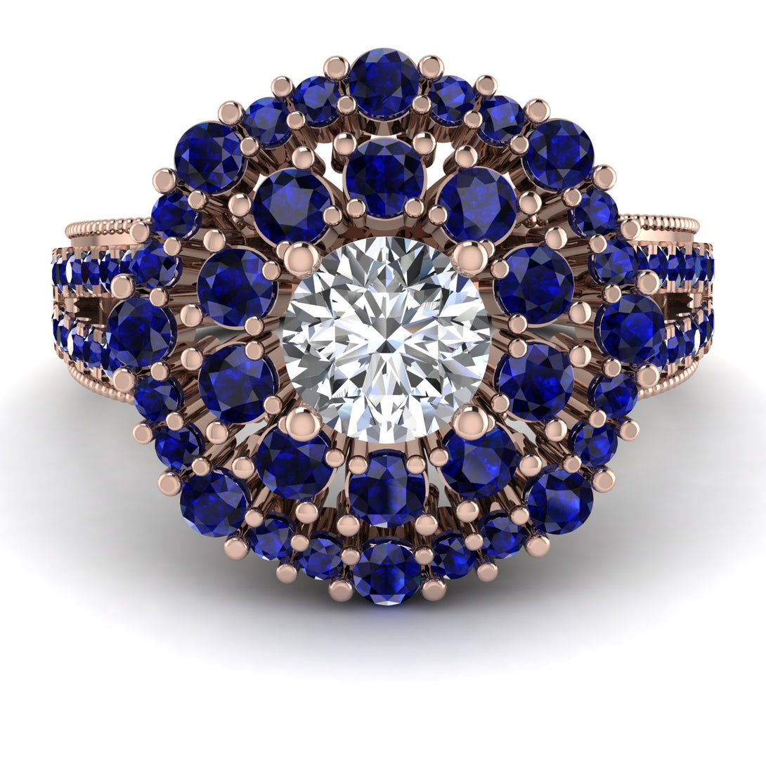 Diamond Double Halo Gold Engagement Ring - Danielle No. 62