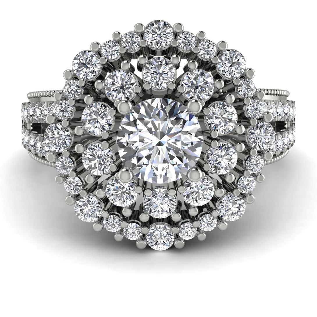Diamond Double Halo Gold Engagement Ring - Danielle No. 3