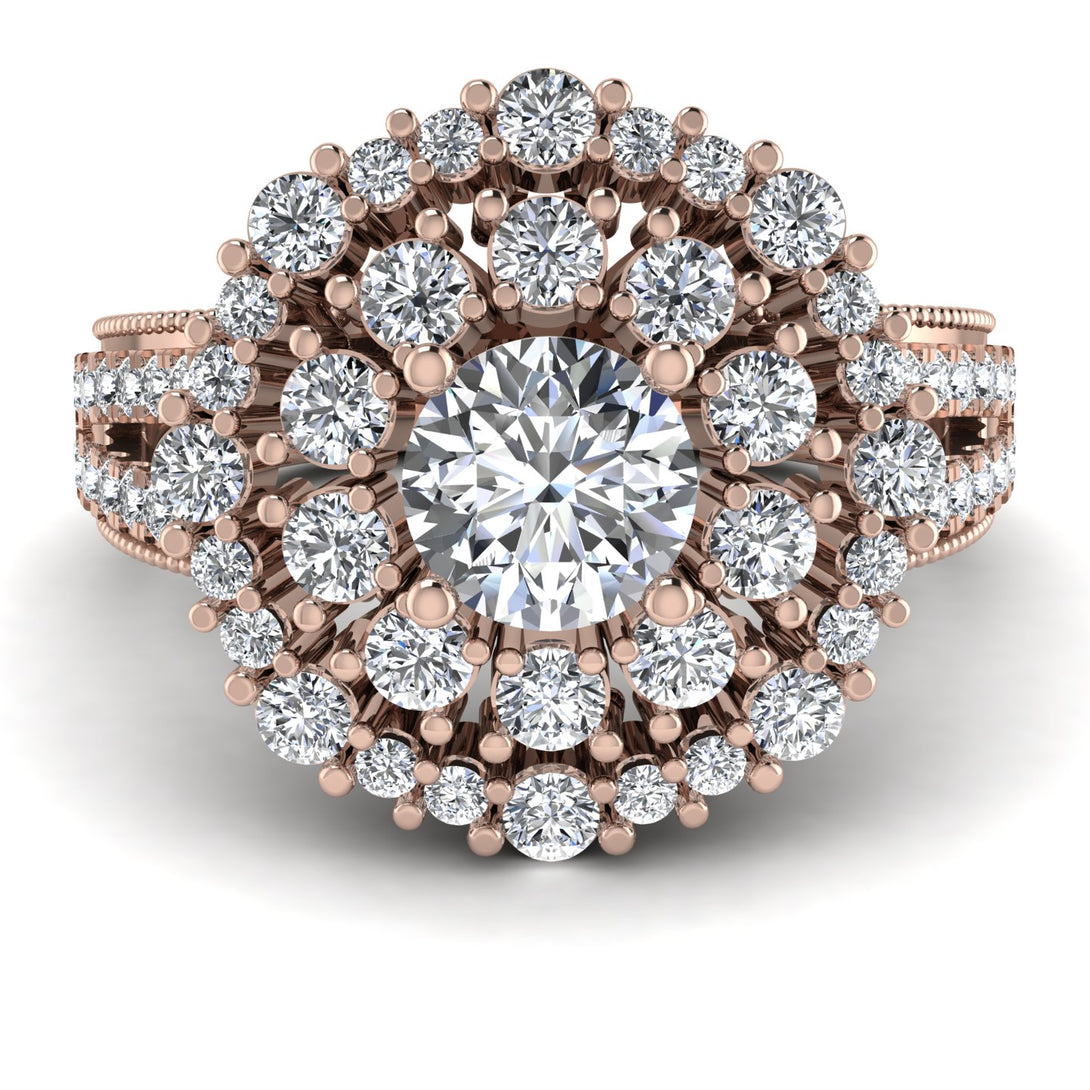 Diamond Double Halo Gold Engagement Ring - Danielle No. 2