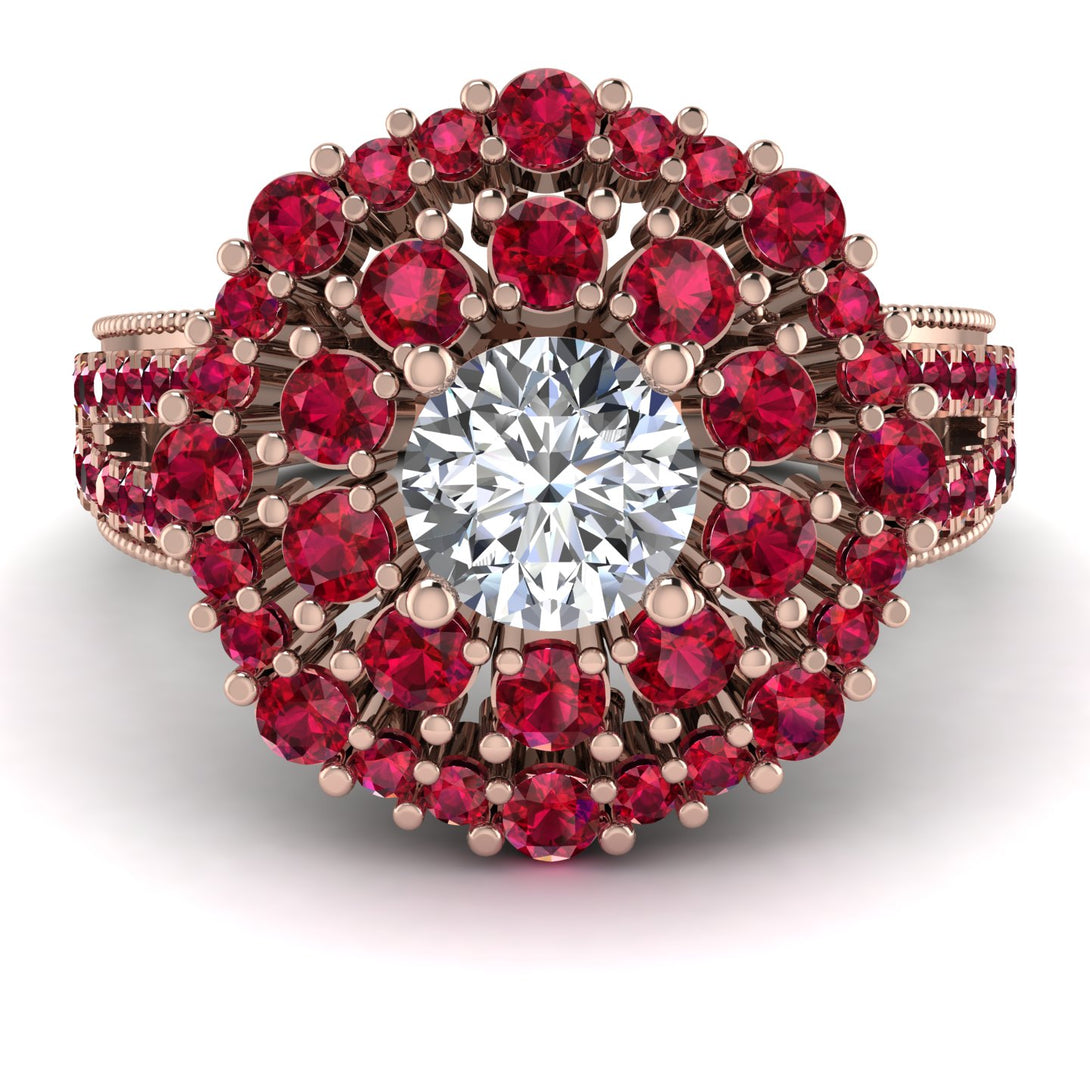 Diamond Double Halo Gold Engagement Ring - Danielle No. 47