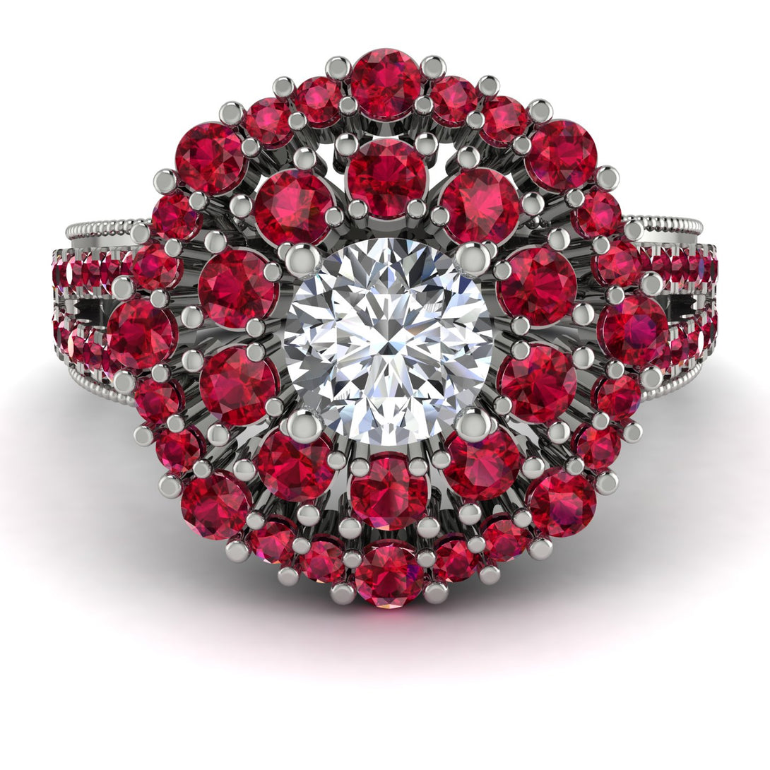 Diamond Double Halo Gold Engagement Ring - Danielle No. 48