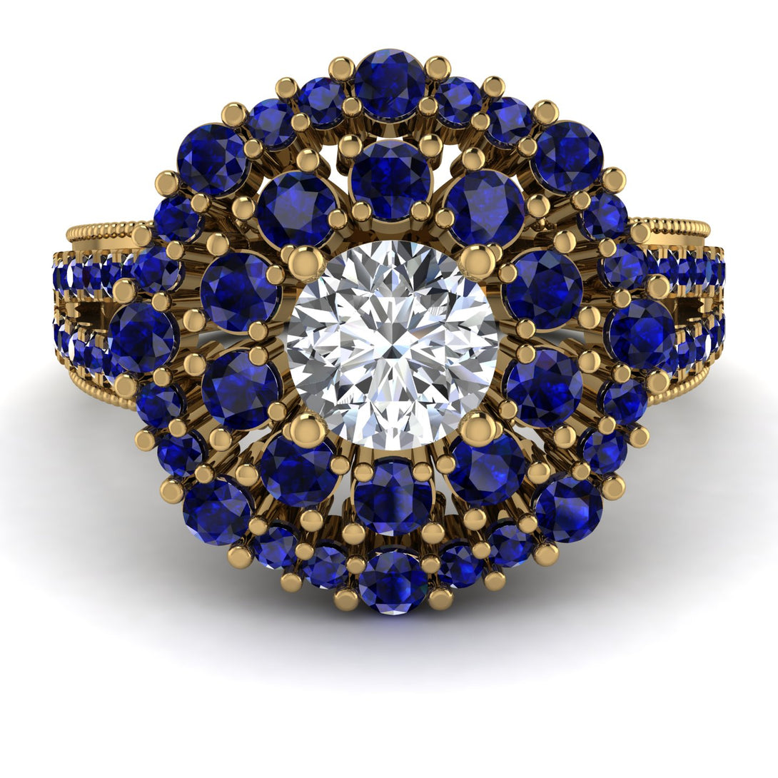 Diamond Double Halo Gold Engagement Ring - Danielle No. 61