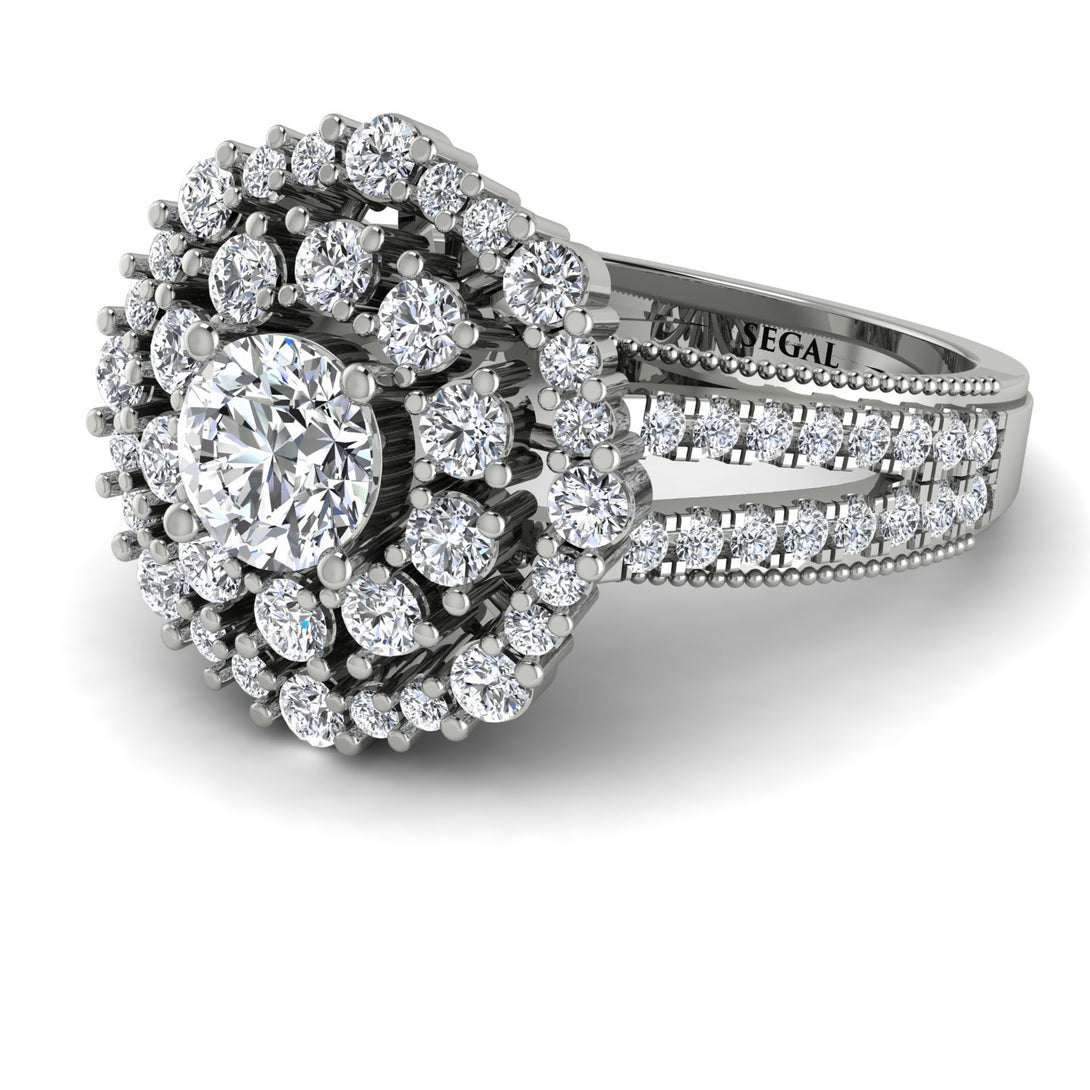 Diamond Double Halo Gold Engagement Ring - Danielle No. 3