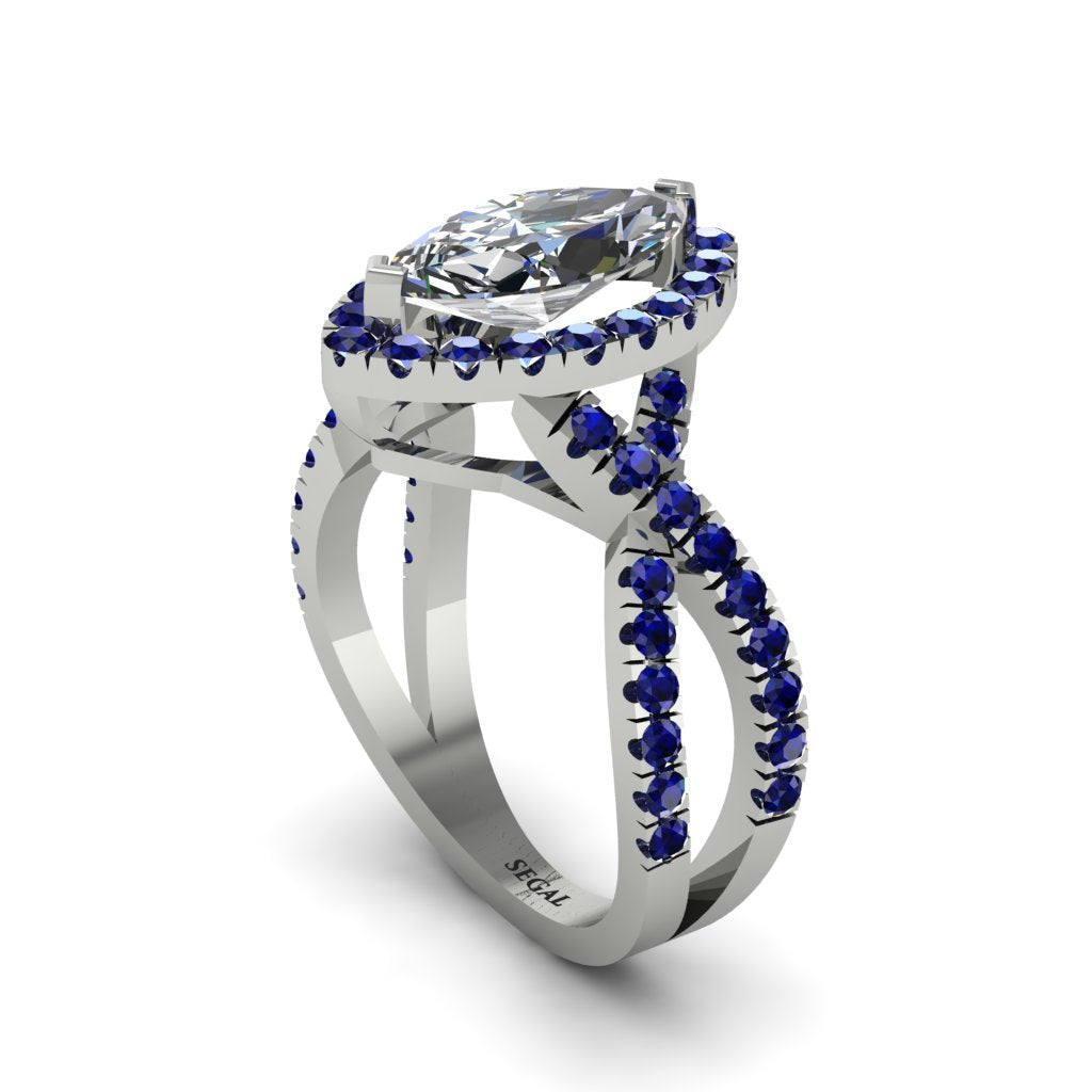 Diamond Marquise Split Shank Engagement Ring - Carly No. 63