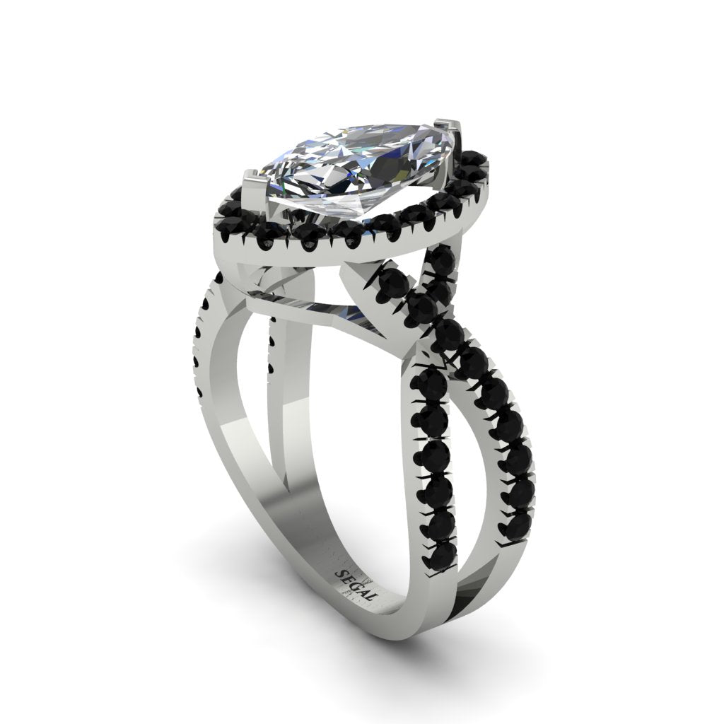 Diamond Marquise Split Shank Engagement Ring - Carly No. 33